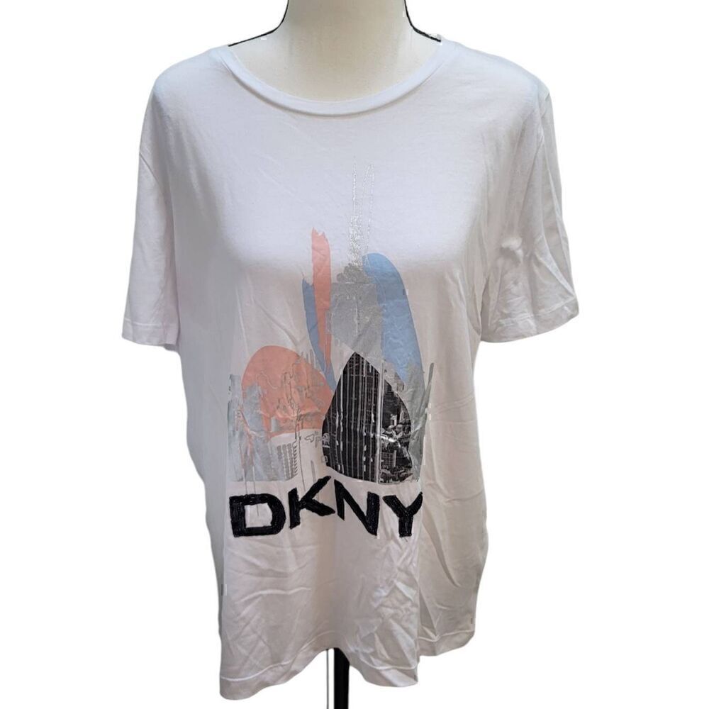 DKNY Womens Sport City Skyline Graphic T-Shirt Sz L Streetwear Cotton New